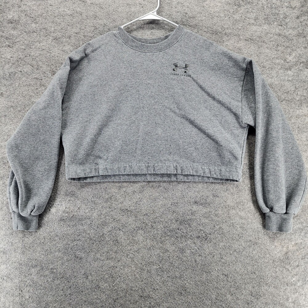 Under Armour Sweatshirt Womens Small Loose Fit Gray Cropped Activewear